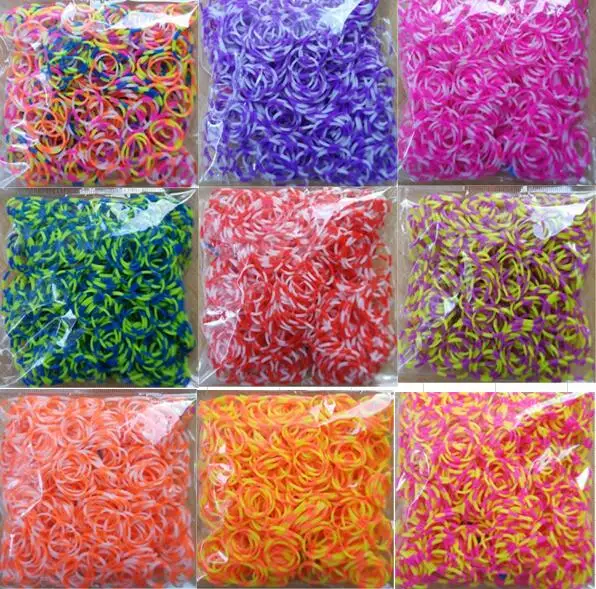 loom rubber bands bracelet rainbow rubber loom bands make woven bracelet DIY toys Christmas Gift for kids or hair
