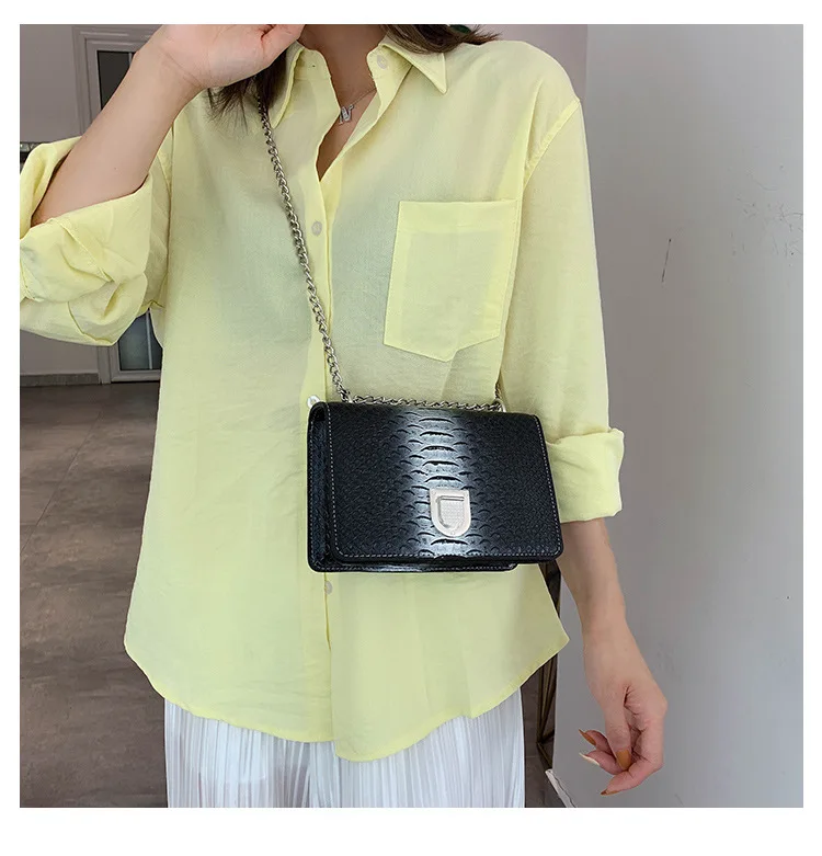Retro Alligator Handbag Fashion Women Hasp Chain Messenger Bags Clutch Wedding Party Purse Slung Flap Small Square Bag