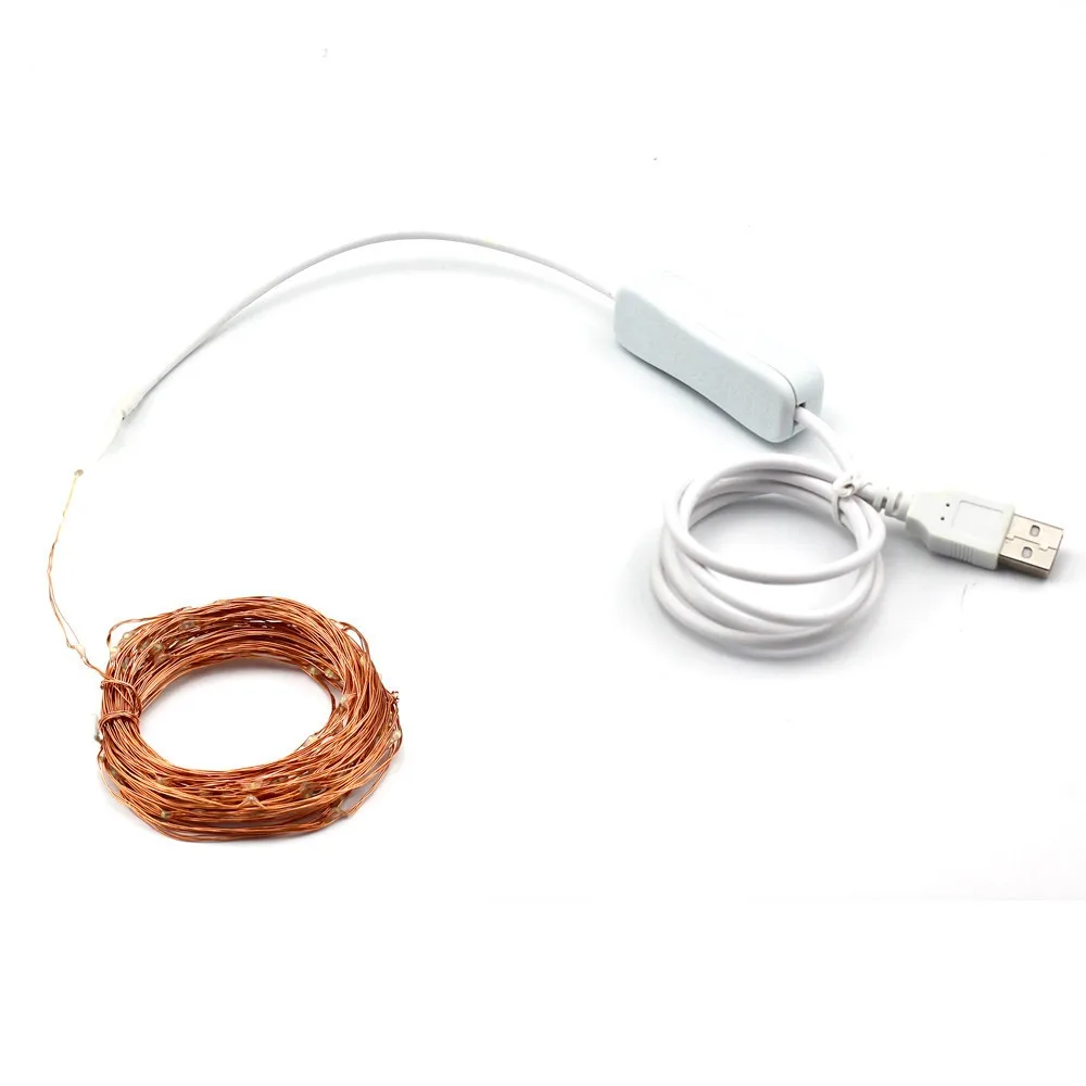 10 м/лот DC5V USB медная проволочная струнная лампа для рождества, праздника, свадьбы, украшения Festi светодиодный Сказочный светильник лампы IP65 WP