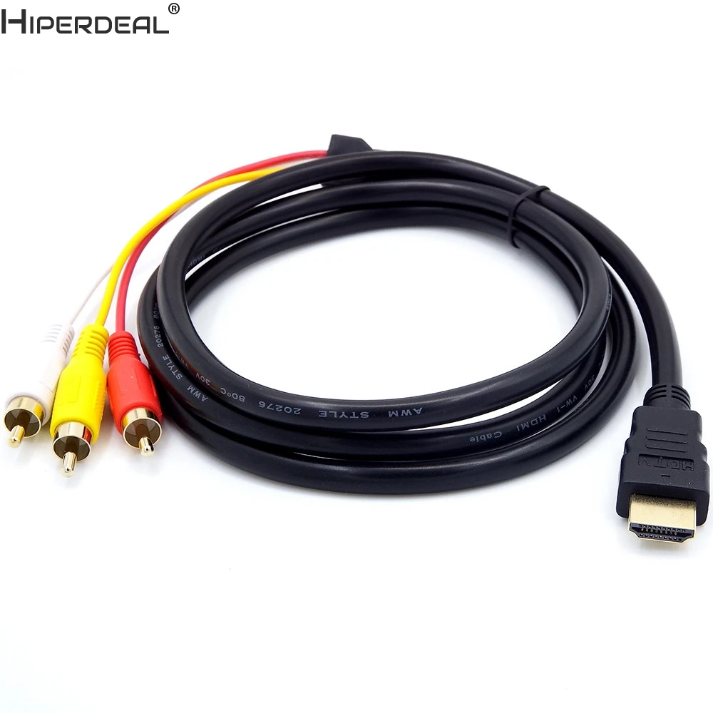 HIPERDEAL HDMI мужчин и 3RCA AV композитный Мужской M/M Разъем Кабель-адаптер Шнур передатчик Oct30HW