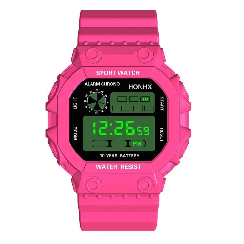 Hot Pink HONHX, мужские спортивные часы, аналоговые, цифровые, военный, светодиодный, водонепроницаемый, мужской будильник, наручные часы horloges vrouwen 618 - Цвет: Hot Pink