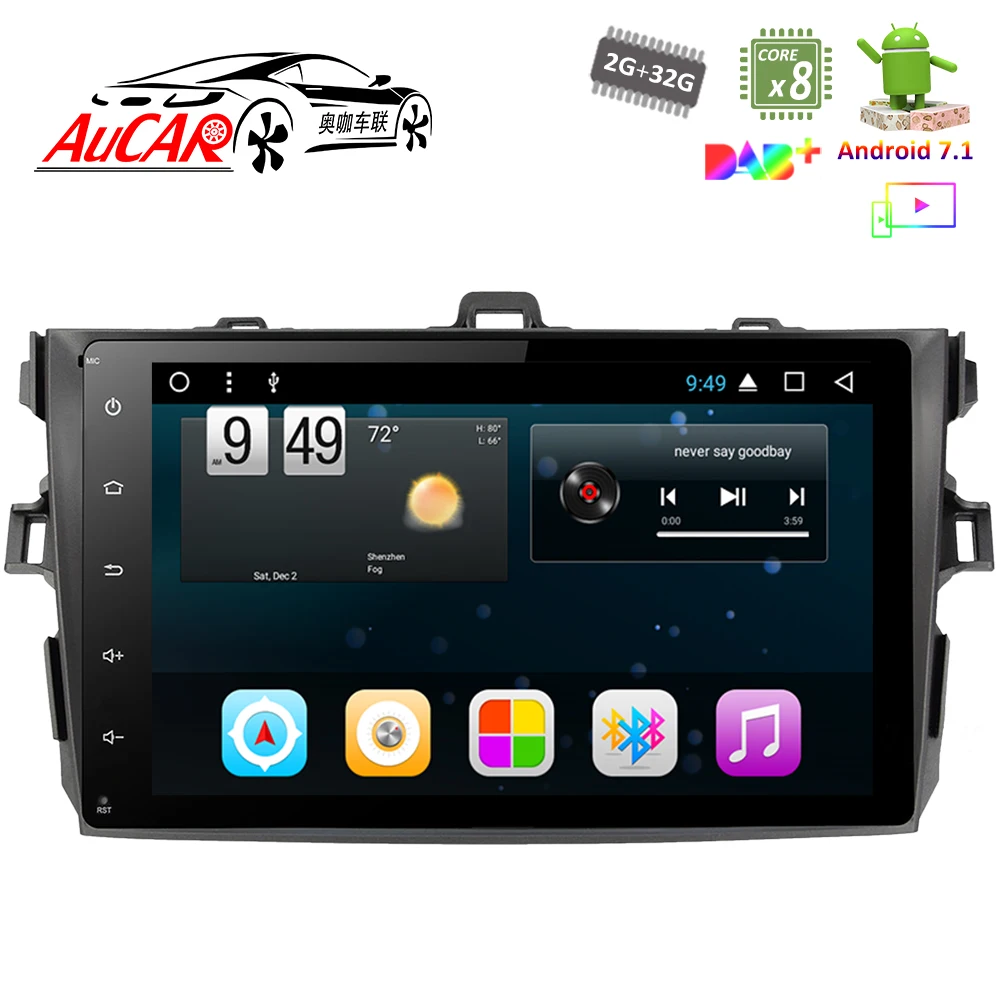9 дюймовая GPS-навигационная система Android 7 1 для Toyota Corolla 2007 - 2011 Автомобильный DVD