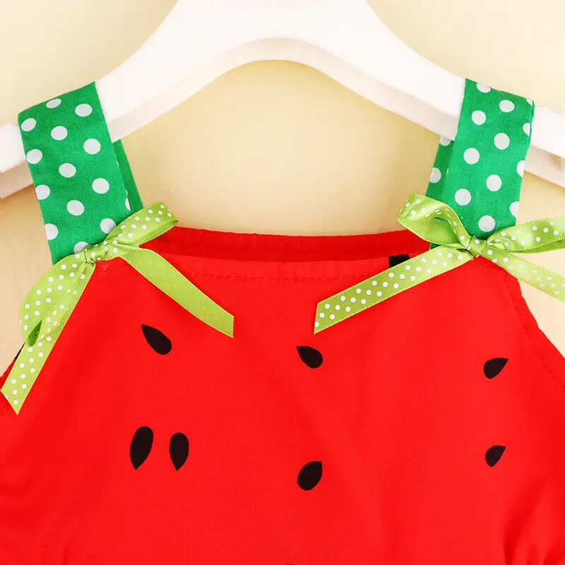 Pudcoco Summer Toddler Baby Girl Dress Sleeveless Cool Watermelon Slip Casual Clothes | Детская одежда и обувь