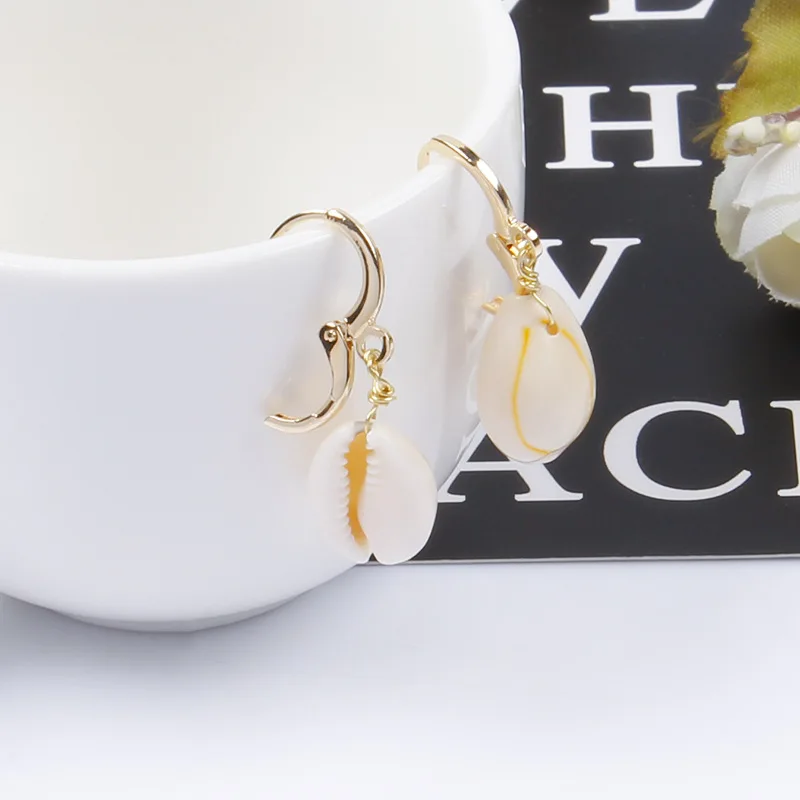 Женские серьги-подвески в виде ракушек серьги золотого цвета простом стиле