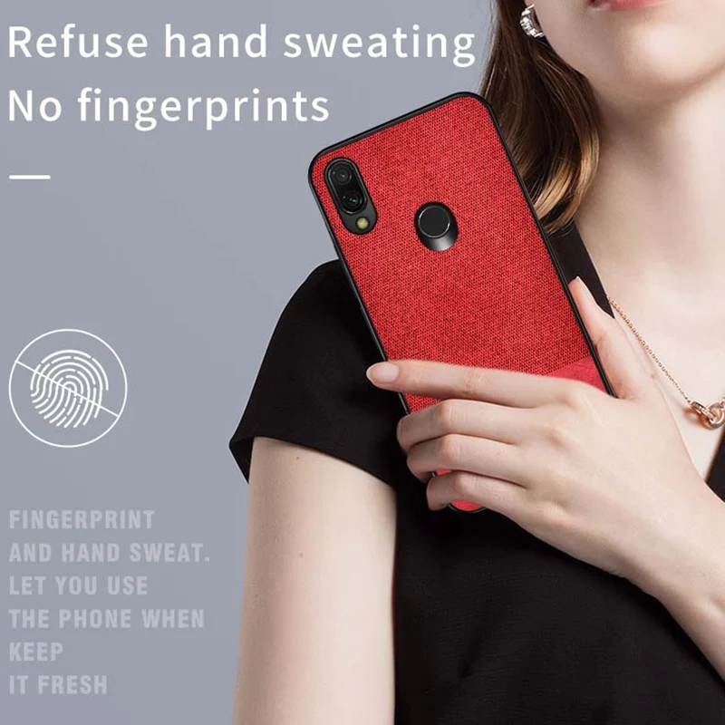 Ультратонкий кожаный чехол с текстурой ткани для Xiaomi Redmi Note 7 Pro противоударный 6 6a
