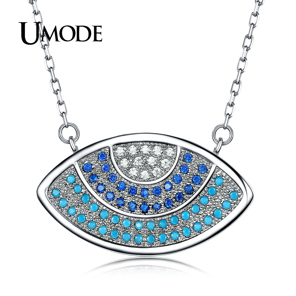 Новинка Модная бижутерия UMODE длинная цепочка с голубым кристаллом ожерелье