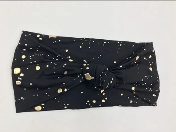 knot T175222 эластичный модный головной убор из хлопка с Блестящими Металлическими брызгами из золотой фольги, мягкие повязки для женщин в Золотой горошек с граффити - Цвет: knot