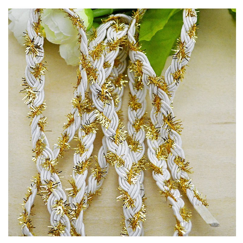 30 м/лот дешевая Высококачественная тесьма кружевная отделка с золотой нитью