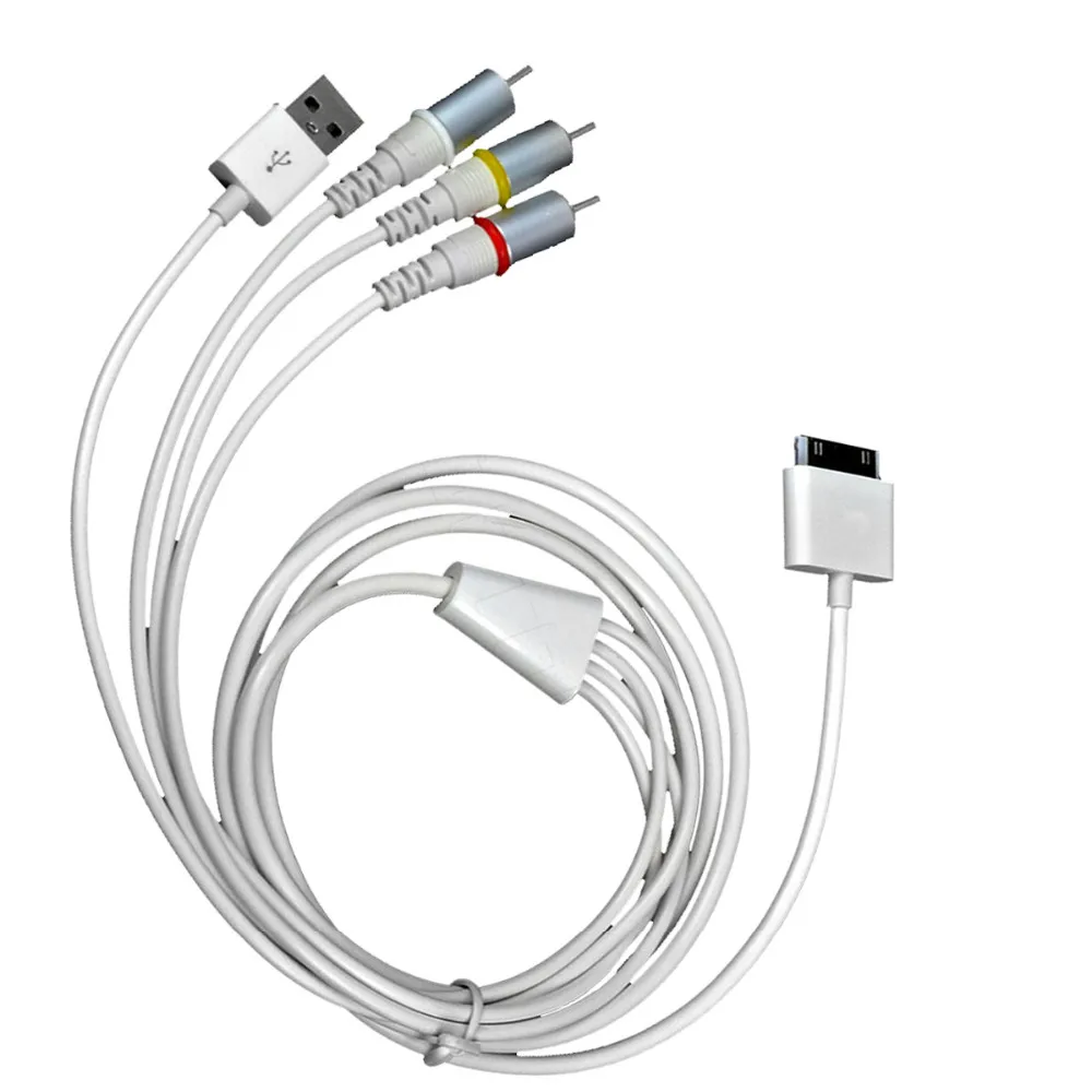 Высокое качество USB док-разъем для ТВ RCA видео композитный AV кабель адаптер для Apple iPad 2 3 для iPhone 3GS/4/4S/iPod#1