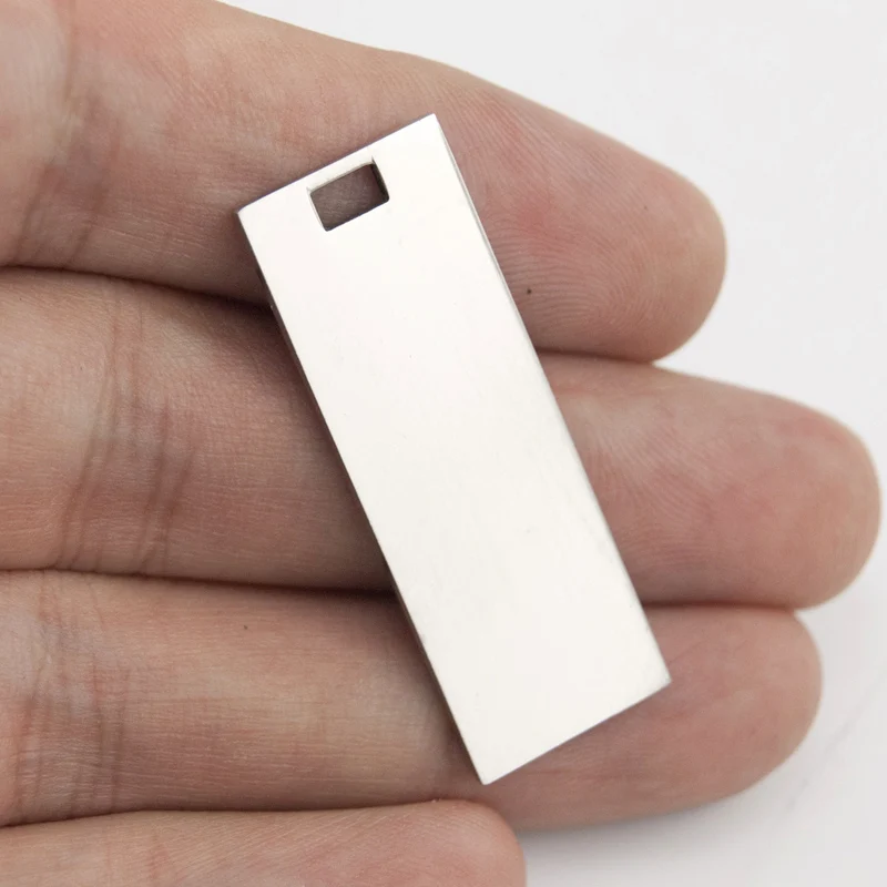 rectangle Charms bail hole Bar pendant Blank Diy print Id keyring tag mirror polish stainless steel wholesale 10pcs | Украшения и