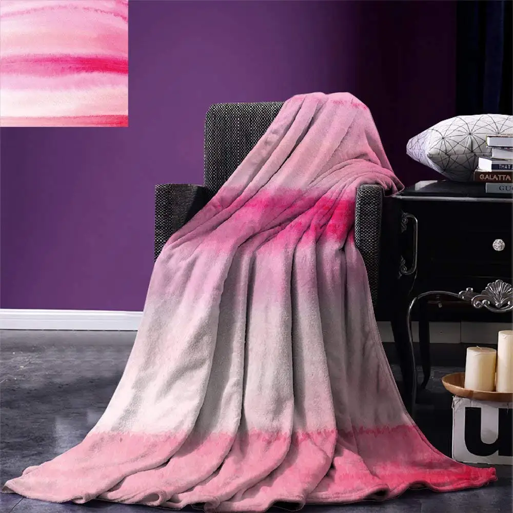 Peach Throw Blanket Hand Drawn Watercolor Brush Strokes Artsy Pattern Wet Paint Style Romantic Image Warm Blankets for Beds | Дом и сад
