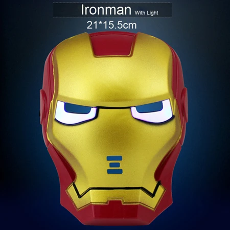 Ironman with light 10 шт./лот маски героев мультфильма Человек-паук Бэтмен Супермен, Халк маска Железного человека с светодиодный светильник полное лицо маски фильм тема для Хэллоуина - Цвет: Ironman with light