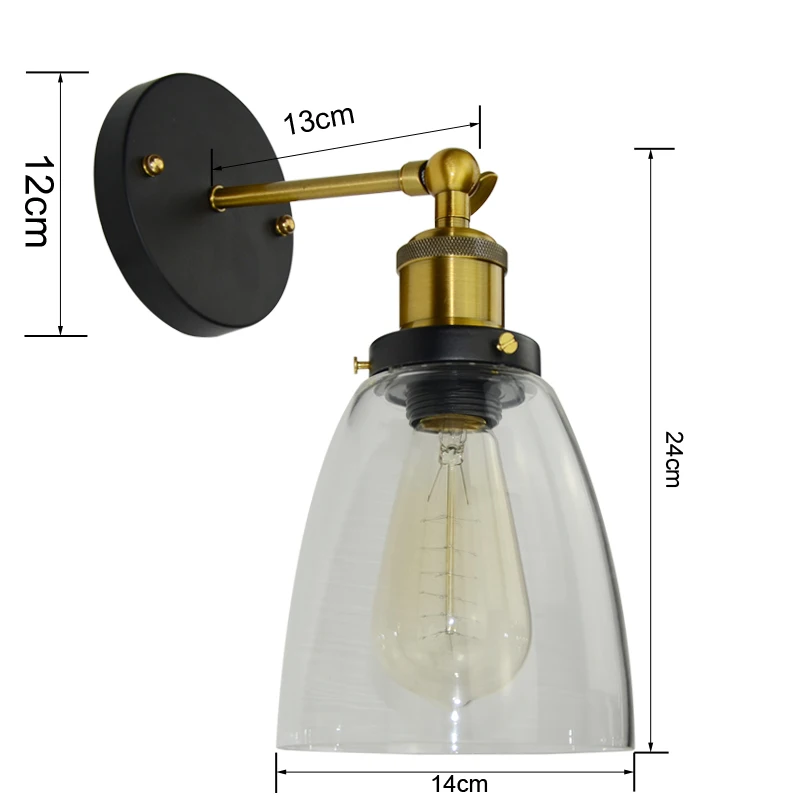 Loft Промышленного Бра Старинные Прикроватные Стены Света E27 Стеклянная стена