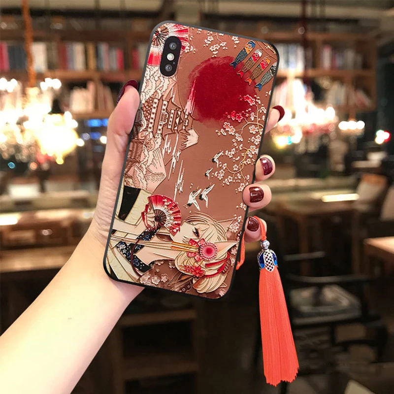 Кимоно девушка кисточкой чехол для телефона для iPhone XS MAX XR Мягкий ТПУ задняя крышка для iPhone 8 7 6S 6 Plus чехол для iPhone 11 Pro Max Capa