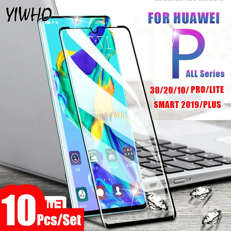 10 шт. защитное стекло с полным покрытием для Huawei P30 Pro P SMART 2019 PLUS P20 Lite P10 закаленное