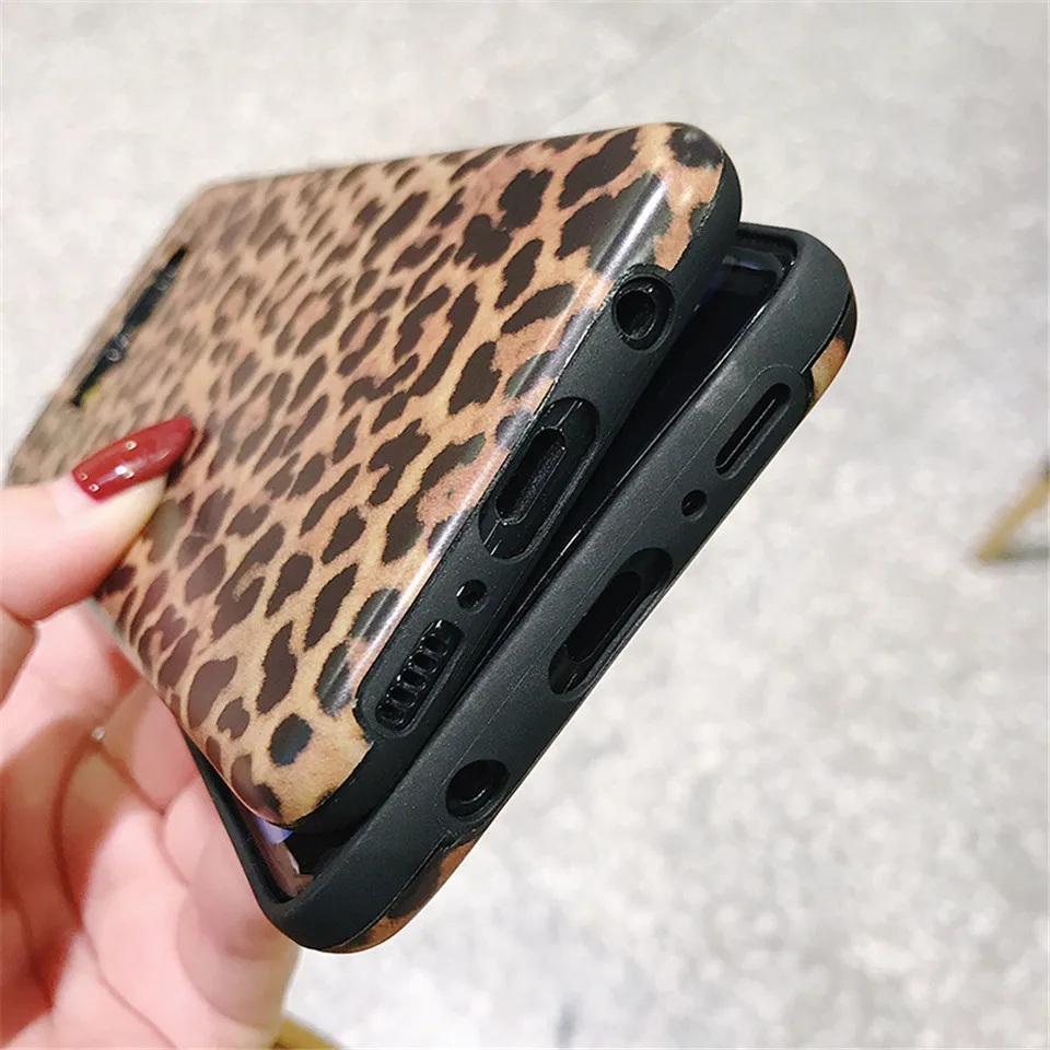 Fashion Leopard Print Phone Case For Samsung Galaxy S8 S8plus S9 Plus NOTE 8 9 Luxury Soft Cover With Lanyard |