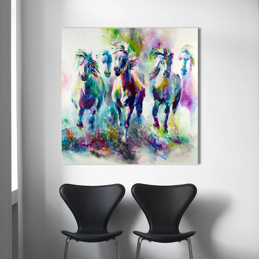 

HDARTISAN Colorful wall decorations The running horses Canvas Material Oil Painting Canvas Prints Wall Art Pictures for Living