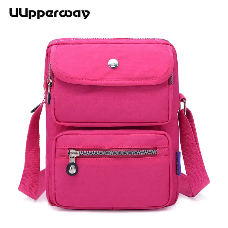 

Нейлоновые женские сумки на плечо с несколькими карманами, повседневные Простые водонепроницаемые сумки с клапаном для девушек, однотонны...