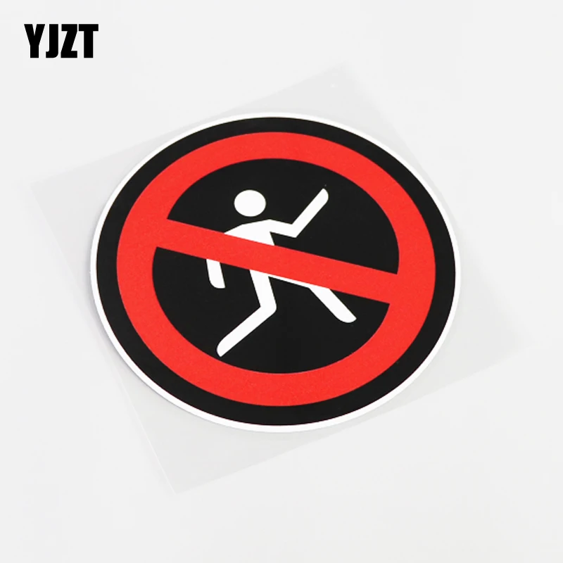 

YJZT 13.5CM*13.5CM Interesting Warning Mark Prohibit Run PVC Car Sticker Decal Accessories 13-0756