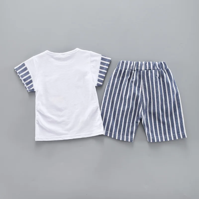 Boys Summer Clothing Set Kids Baby Suits 2019 New Cute Strip Short Pants Children Sleeve Shirt Suit |