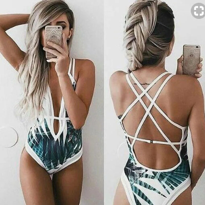 Модный сексуальный купальник с глубоким v-образным вырезом на спине Открытый