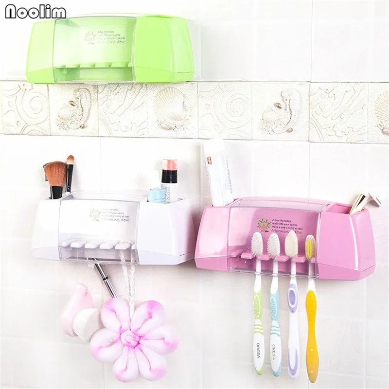 NOOLIM Creative Toothbrush Holder Storage Box Strong Glue Sticker Bathroom Toothpaste Tooth Brush Toiletries Organizer | Дом и сад