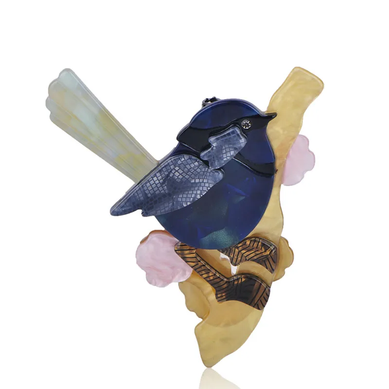 Bird FUNMOR акриловая сова бабочка попугай значок брошь ручной работы птица насекомое стиль Броши для женщин детская одежда декоративные подарки - Окраска металла: Bird