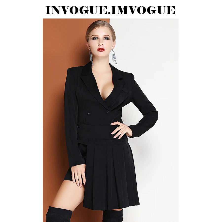 INVOGUE. IMVUGUE 2019 Новое поступление однотонный Модный комплект из двух предметов с