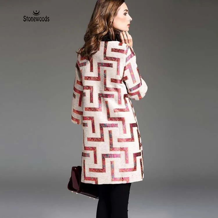 2017 Для женщин весеннее пальто британский стиль элегантный плед Топпер Bohemia