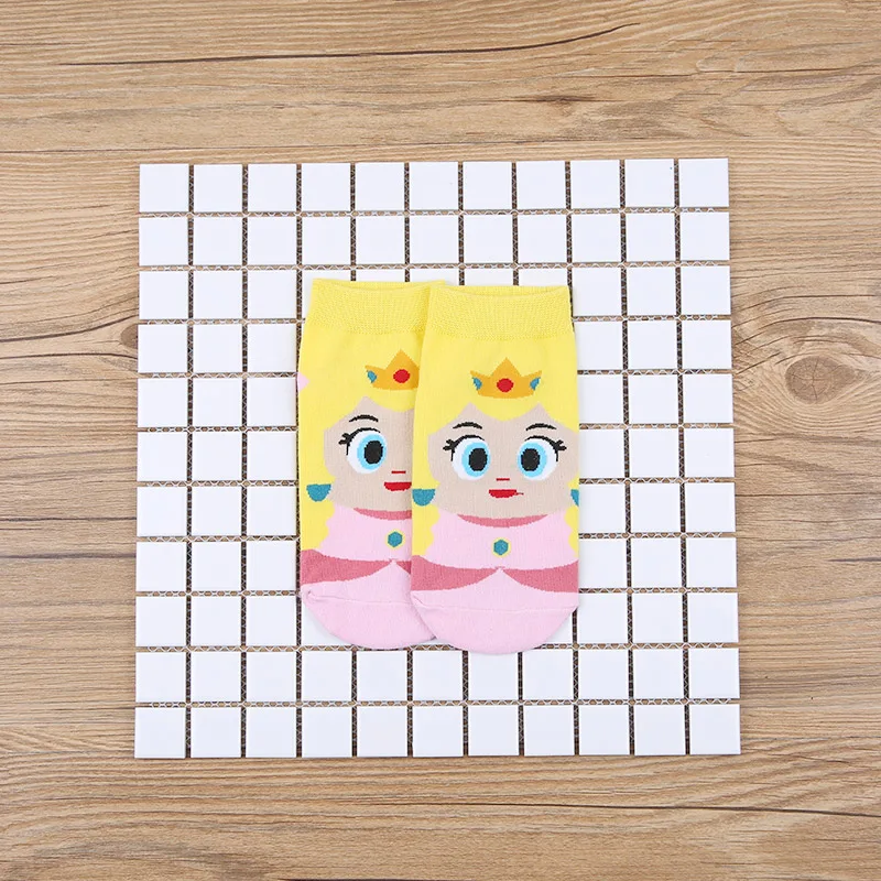 3 С героями мультфильмов, с рисунком из игры "Братья Супер Марио" Супер Марио и Луиджи Носки Yoshi жаба, в форме персика милые забавные женские Весна-осень комфорт пот абсорбент Короткие хлопковые носки - Цвет: 3