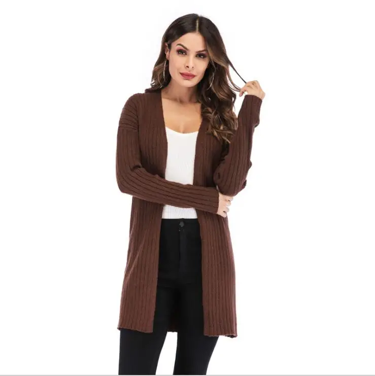 2019New Hot Sale Women's Sweaters Autumn European American large size women solid color long knit cardigan sweater women's Coat |