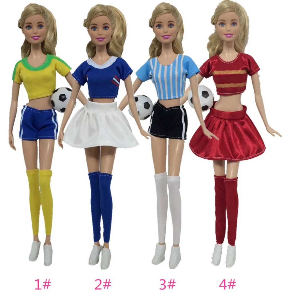 

NK Handmade Doll Fashion Soccer Cup Female Football Player Clothes+Pants+Socks Accessory For Barbie Doll Hot Sale JJ