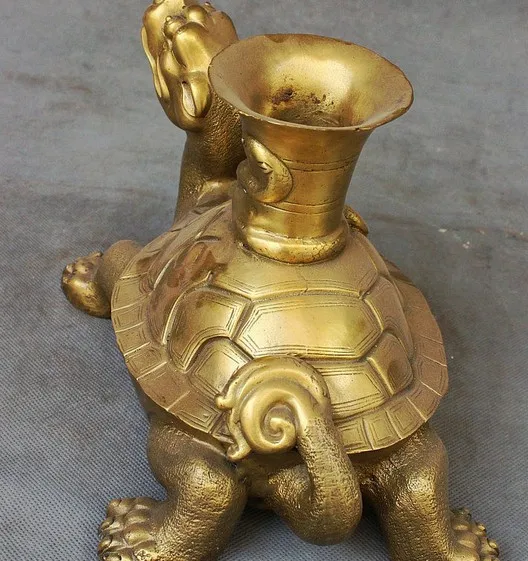 YM 322 10 Chinese Palace FengShui Brass Longevity Tortoise Turtle Snake Statue | Дом и сад