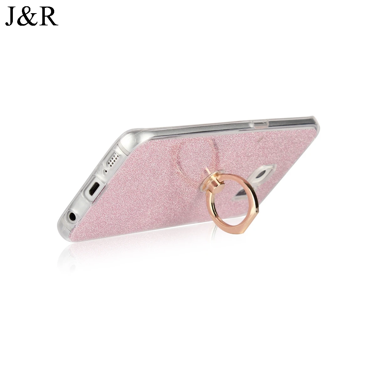 J&ampR Bling Case for Samsung Galaxy S6 Edge G925F G925 TPU Cover S6Edge G925H Sparkle Gilter Protect Back Shell With Finger Ring |