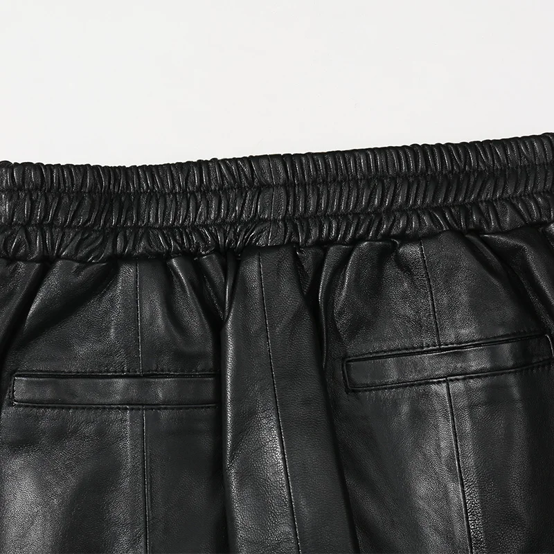 2019 Autumn Wide Leg Leather Pants Trousers Women Plus Size High Waist Loose Streetwear Vintage Casual Sexy Black Woman | Женская одежда
