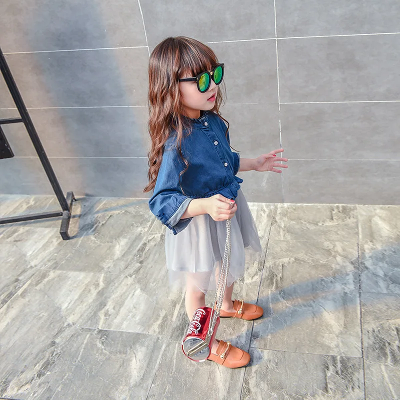 Девушка Джинсовые Dress2017Spring и AutumnKids Девушки Одежду для Первого Дня Рождения