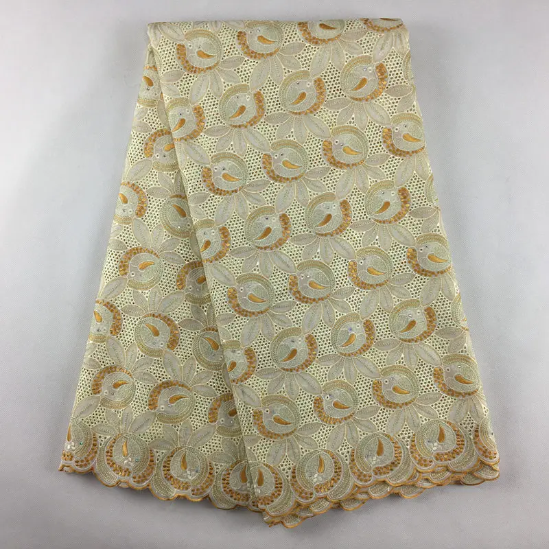 beige gold Высококачественная швейцарская вуаль, кружевная ткань 090, красивая хлопковая вуаль, кружевная ткань для африканского шитья - Цвет: beige gold