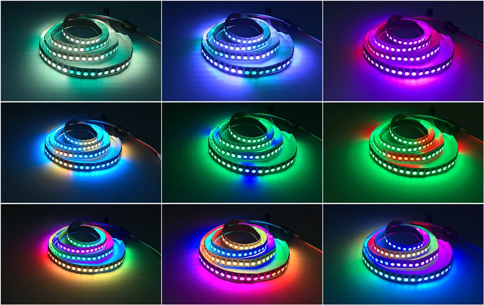 DC5V WS2812B 30/60/144 светодиодов/m Smartled пикселей RGB индивидуально адресуемых светодиодные полосы света черный/белый печатных плат IC WS2812 полосы