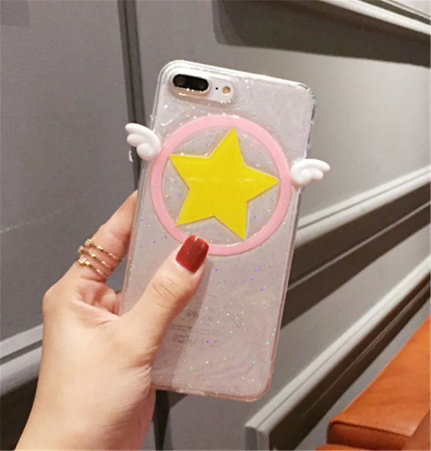 iPhone7 iPhone6 plus For iPhone 6S Mobile Phone Case Glitter Card Captor Sakura pentagram turnkey Soft shell Hand case | Тематическая