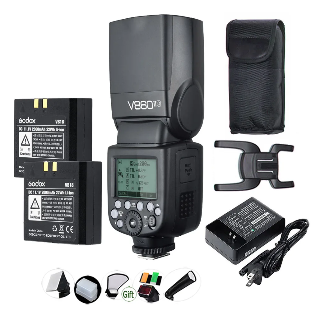 with 2xBattery GODOX V860IIC V860IIN V860IIS V860IIO v860if литий-ионный аккумулятор TTL 2,4G HSS Вспышка Speedlite для Canon Nikon Sony Olympus Fuji - Цвет: with 2xBattery