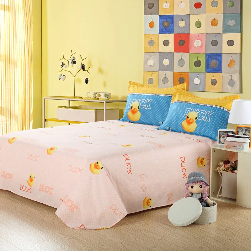 White Blue Cartoon 100% Cotton kids 4PCS Bedding set sheet Duvet Cover home textiles :Rubber duck | Дом и сад