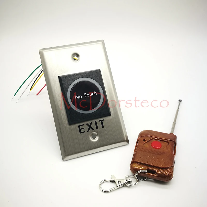 10 PCS No Touch Infrared Exit Button + Remote Control Metal Surface LED Indicator Switch for Access system |