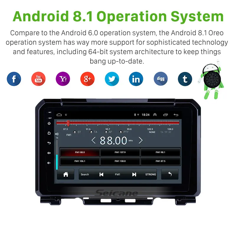 Seicane Android 8 1 9 дюймов Автомобильный GPS навигационный блок плеер радио для Suzuki Jimny 2019