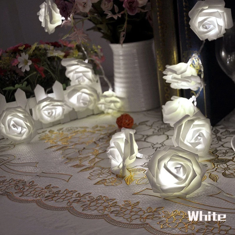 

2M 20Leds Rose Battery LED String Light Christmas Wedding Party Decoration Lights Colorful Holiday Outdoor Decoration Led Light