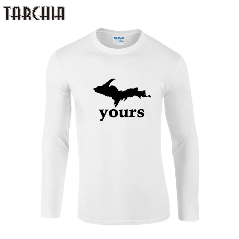 

TARCHIA 2022 New Autumn Men YOURS Print T Shirt Long Sleeve Cotton Fashion Casual Elastic Slim Fit T Shirt Man Brand Clothing
