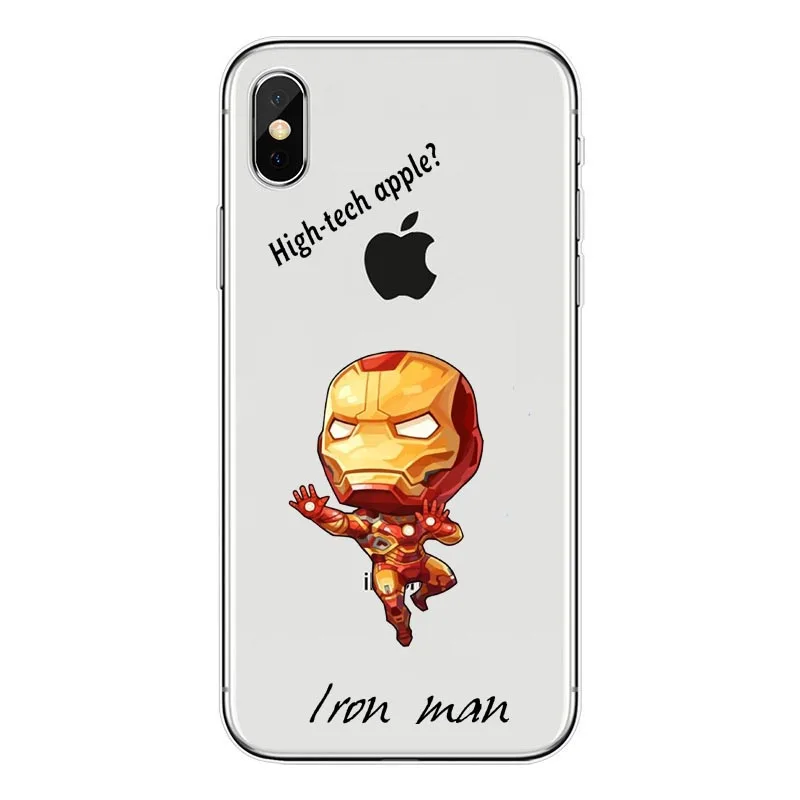 TPU Человек-паук Железный человек Мстители телефонные чехлы для IPhone 6 6 S Plus 7 7 Plus 8 8 Plus X супер герой силиконовый мягкий чехол - Цвет: TPU