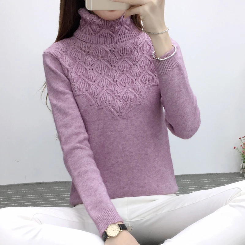 

Knitted Sweater Turtleneck Women Winter Autumn 2019 Long Sleeve Female Slim Thick Ladies Tops Women's Pullovers Pull Femme Hiver