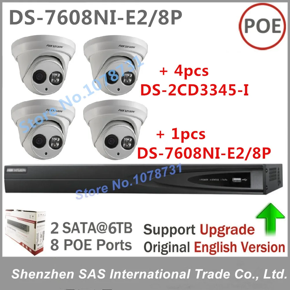 Hikvision Товары теле и видеонаблюдения Системы 4 шт. ds 2cd3345 i 4mp IP Камера + 7608ni e2/8 P 8ch 8 POE