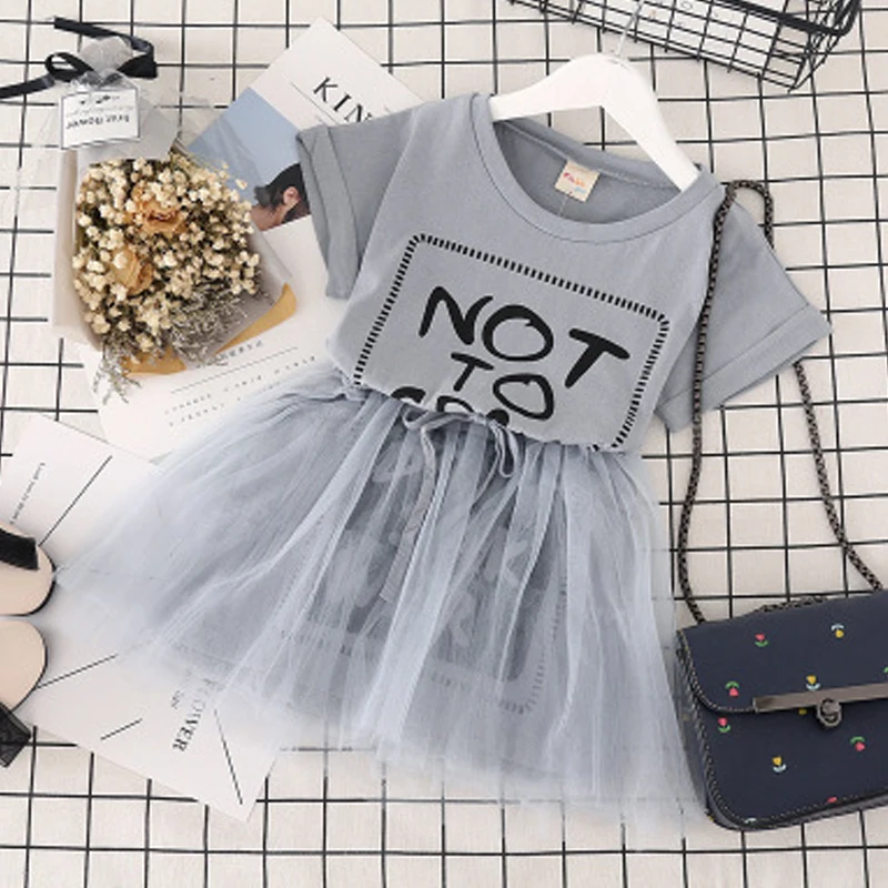 Toddler Girls summer dresses 2018 Letter Printed Mesh ball gowns for children wedding lace party dress beach kids elegant | Детская