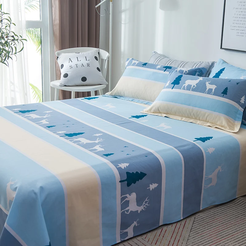 Лидер продаж простыня 100% хлопковый наматрасник Обложка Плоский лист синий